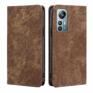 For Blackview A85 RFID Anti-theft Brush Magnetic Leather Phone Case(Brown)