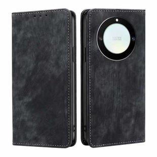 For Honor X40 RFID Anti-theft Brush Magnetic Leather Phone Case(Black)