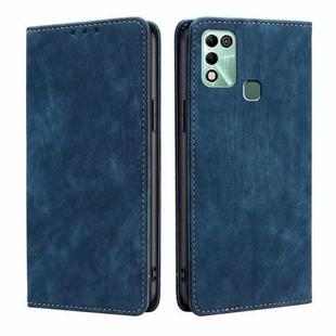 For Infinix Hot 11 Play RFID Anti-theft Brush Magnetic Leather Phone Case(Blue)