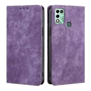 For Infinix Hot 11 Play RFID Anti-theft Brush Magnetic Leather Phone Case(Purple)