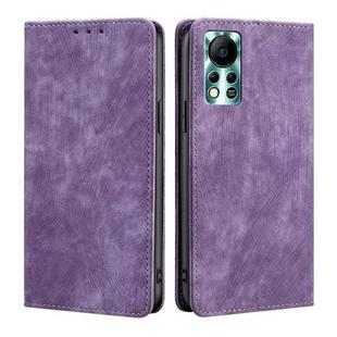 For Infinix Hot 11s NFC RFID Anti-theft Brush Magnetic Leather Phone Case(Purple)