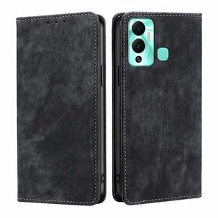 For Infinix Hot 12 Play RFID Anti-theft Brush Magnetic Leather Phone Case(Black)