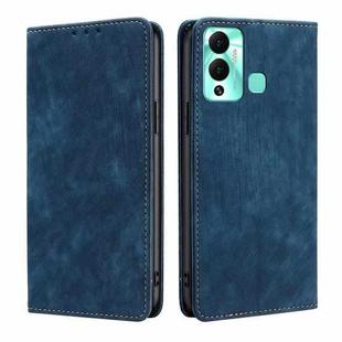 For Infinix Hot 12 Play RFID Anti-theft Brush Magnetic Leather Phone Case(Blue)