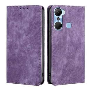 For Infinix Hot 12 Pro RFID Anti-theft Brush Magnetic Leather Phone Case(Purple)