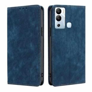 For Infinix Hot 12i RFID Anti-theft Brush Magnetic Leather Phone Case(Blue)