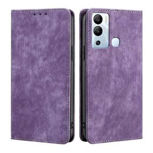 For Infinix Hot 12i RFID Anti-theft Brush Magnetic Leather Phone Case(Purple)