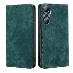 For Infinix Hot 20 4G RFID Anti-theft Brush Magnetic Leather Phone Case(Green)