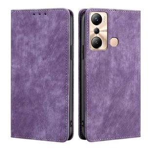 For Infinix Hot 20i RFID Anti-theft Brush Magnetic Leather Phone Case(Purple)