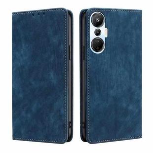 For Infinix Hot 20S RFID Anti-theft Brush Magnetic Leather Phone Case(Blue)