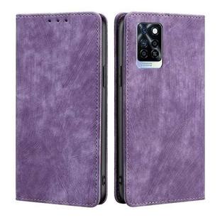 For Infinix Note 10 Pro RFID Anti-theft Brush Magnetic Leather Phone Case(Purple)