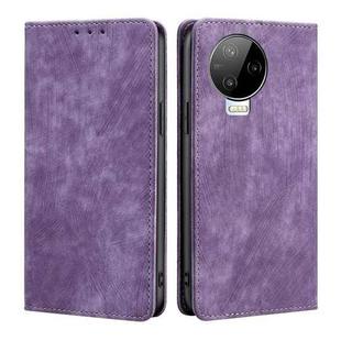 For Infinix Note 12 2023 / Note 12 Pro 4G RFID Anti-theft Brush Magnetic Leather Phone Case(Purple)
