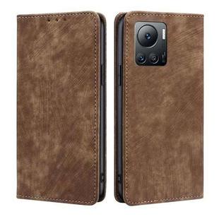 For Infinix Note 12 VIP RFID Anti-theft Brush Magnetic Leather Phone Case(Brown)