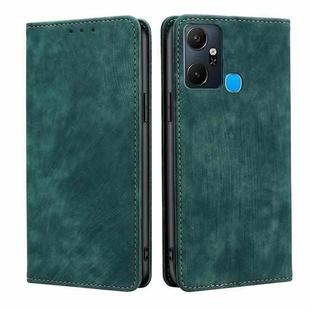 For Infinix Smart 6 Plus RFID Anti-theft Brush Magnetic Leather Phone Case(Green)