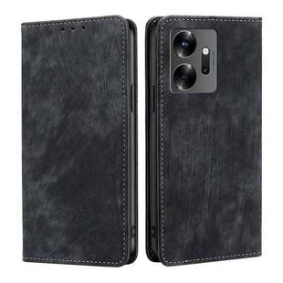 For Infinix Zero 20 RFID Anti-theft Brush Magnetic Leather Phone Case(Black)