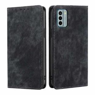 For Nokia G22 RFID Anti-theft Brush Magnetic Leather Phone Case(Black)