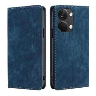 For OnePlus Ace 2V 5G RFID Anti-theft Brush Magnetic Leather Phone Case(Blue)