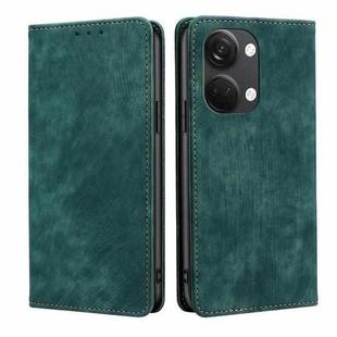 For OnePlus Ace 2V 5G RFID Anti-theft Brush Magnetic Leather Phone Case(Green)