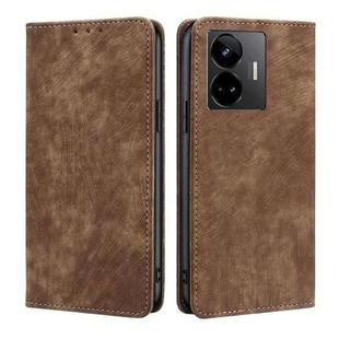 For Realme GT Neo 5 / GT3 / GT Neo 5 240W RFID Anti-theft Brush Magnetic Leather Phone Case(Brown)