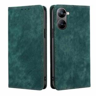 For Realme V30 5G / V30T RFID Anti-theft Brush Magnetic Leather Phone Case(Green)