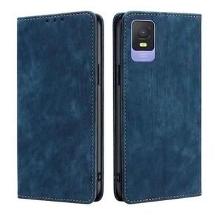 For TCL 403 RFID Anti-theft Brush Magnetic Leather Phone Case(Blue)