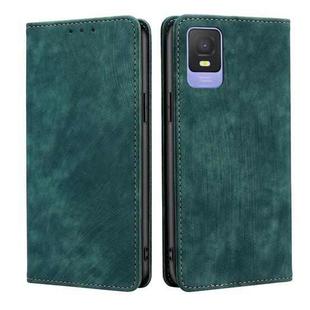 For TCL 403 RFID Anti-theft Brush Magnetic Leather Phone Case(Green)