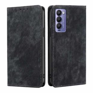 For Tecno Camon 18 / 18P RFID Anti-theft Brush Magnetic Leather Phone Case(Black)