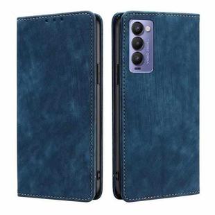 For Tecno Camon 18 / 18P RFID Anti-theft Brush Magnetic Leather Phone Case(Blue)