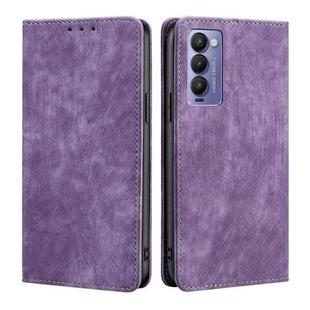 For Tecno Camon 18 / 18P RFID Anti-theft Brush Magnetic Leather Phone Case(Purple)