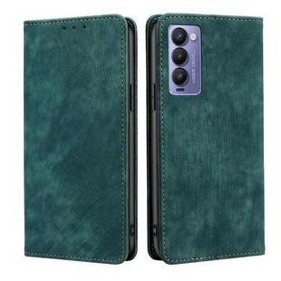 For Tecno Camon 18 / 18P RFID Anti-theft Brush Magnetic Leather Phone Case(Green)