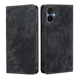 For Tecno Camon 19 Neo RFID Anti-theft Brush Magnetic Leather Phone Case(Black)