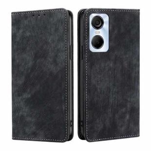 For Tecno Pop 6 Pro RFID Anti-theft Brush Magnetic Leather Phone Case(Black)