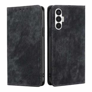 For Tecno Pova 3 RFID Anti-theft Brush Magnetic Leather Phone Case(Black)