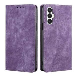 For Tecno Pova 3 RFID Anti-theft Brush Magnetic Leather Phone Case(Purple)