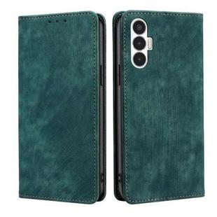 For Tecno Pova 3 RFID Anti-theft Brush Magnetic Leather Phone Case(Green)