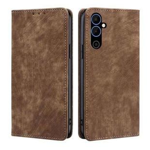 For Tecno Pova Neo 2 RFID Anti-theft Brush Magnetic Leather Phone Case(Brown)