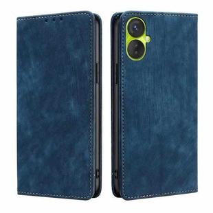 For Tecno Spark 9 Pro RFID Anti-theft Brush Magnetic Leather Phone Case(Blue)