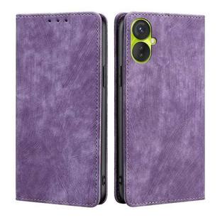 For Tecno Spark 9 Pro RFID Anti-theft Brush Magnetic Leather Phone Case(Purple)
