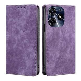 For Tecno Spark 10 Pro RFID Anti-theft Brush Magnetic Leather Phone Case(Purple)