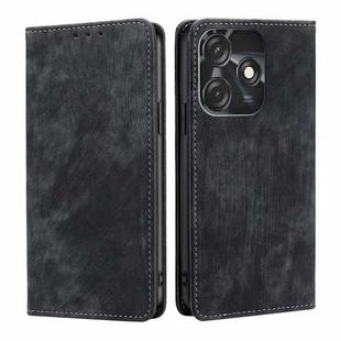 For Tecno Spark 10C RFID Anti-theft Brush Magnetic Leather Phone Case(Black)