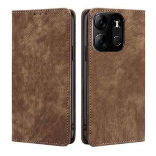 For Tecno Spark Go 2023 RFID Anti-theft Brush Magnetic Leather Phone Case(Brown)