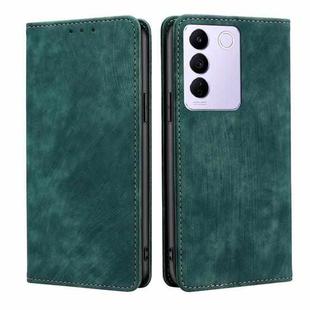 For vivo S16e RFID Anti-theft Brush Magnetic Leather Phone Case(Green)