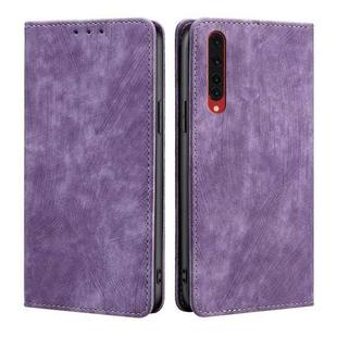 For Rakuten Big RFID Anti-theft Brush Magnetic Leather Phone Case(Purple)