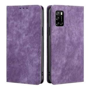 For Rakuten Big S RFID Anti-theft Brush Magnetic Leather Phone Case(Purple)