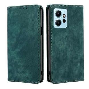 For Xiaomi Redmi Note 12 4G Global RFID Anti-theft Brush Magnetic Leather Phone Case(Green)