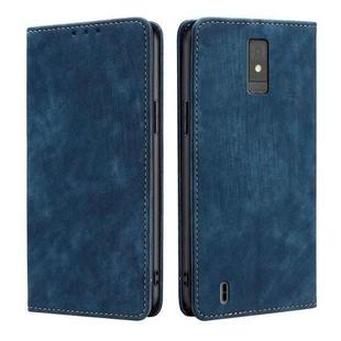 For ZTE Blade A32 RFID Anti-theft Brush Magnetic Leather Phone Case(Blue)