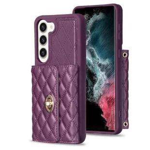 For Samsung Galaxy S23+ 5G Horizontal Metal Buckle Wallet Rhombic Leather Phone Case(Dark Purple)