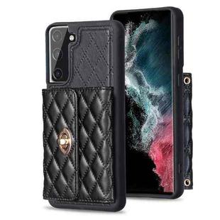 For Samsung Galaxy S21 FE 5G Horizontal Metal Buckle Wallet Rhombic Leather Phone Case(Black)
