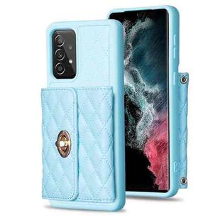For Samsung Galaxy A52 4G / 5G Horizontal Metal Buckle Wallet Rhombic Leather Phone Case(Blue)