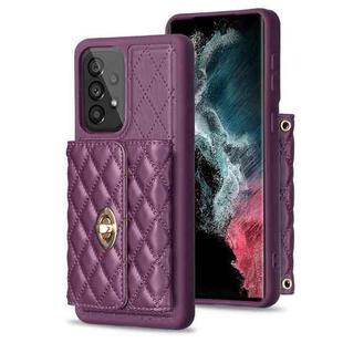 For Samsung Galaxy A53 5G Horizontal Metal Buckle Wallet Rhombic Leather Phone Case(Dark Purple)