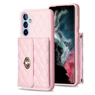 For Samsung Galaxy A54 5G Horizontal Metal Buckle Wallet Rhombic Leather Phone Case(Pink)